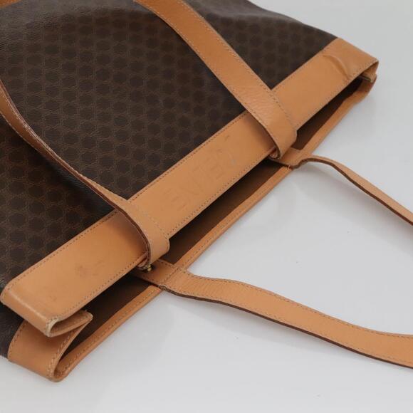 CELINE Macadam Canvas Tote Bag Pvc Leather Brown Gold - Picture 6 of 12